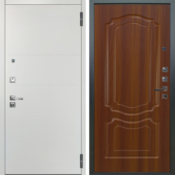 Входная дверь Аргус ЛЮКС 3К ПРО Агат Вельвет белый горизонт + Мишель Дуб рустикальный