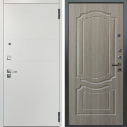 Входная дверь Аргус ЛЮКС 3К ПРО Агат Вельвет белый горизонт + Мишель Ларче светлый