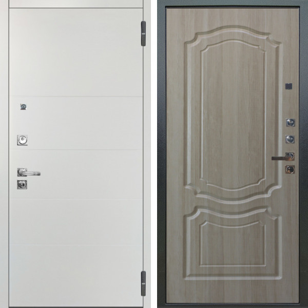 Входная дверь Аргус ЛЮКС 3К ПРО Агат Вельвет белый горизонт + Мишель Ларче светлый