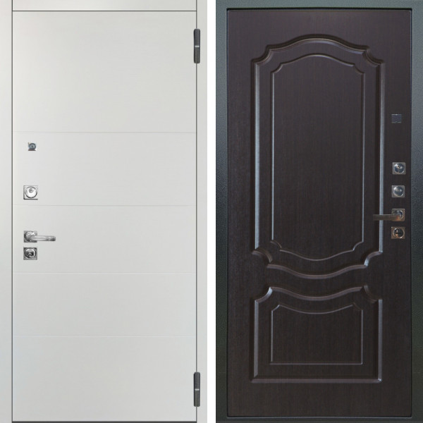 Входная дверь Аргус ЛЮКС 3К ПРО Агат Вельвет белый горизонт + Мишель Венге