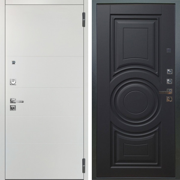 Входная дверь Аргус ЛЮКС 3К ПРО Агат Вельвет белый горизонт + Могадиш Черный софт
