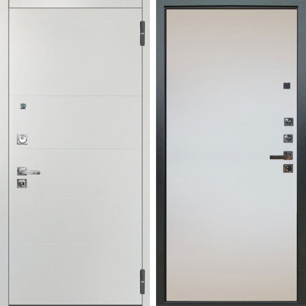 Входная дверь Аргус ЛЮКС 3К ПРО Агат Вельвет белый горизонт + Под покраску