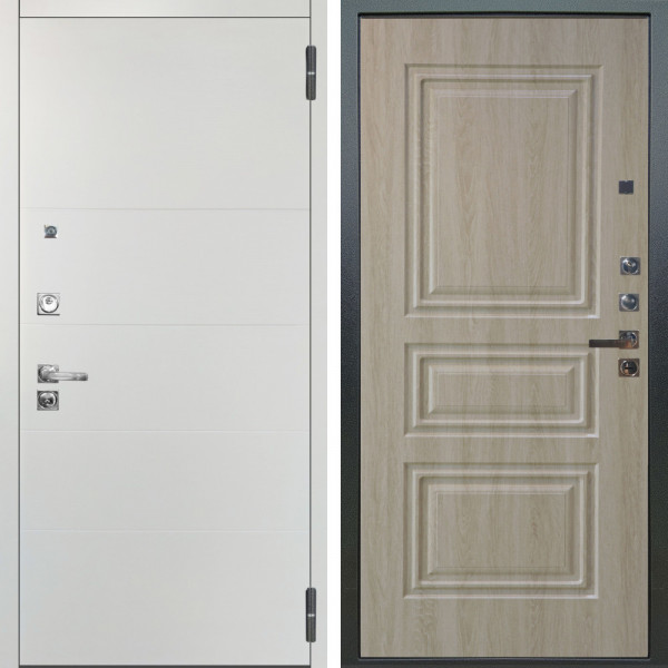 Входная дверь Аргус ЛЮКС 3К ПРО Агат Вельвет белый горизонт + Скиф Дуб филадельфия крем