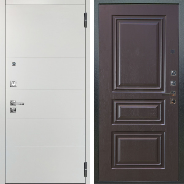 Входная дверь Аргус ЛЮКС 3К ПРО Агат Вельвет белый горизонт + Скиф Горький шоколад
