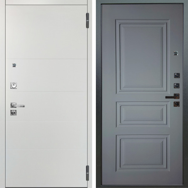 Входная дверь Аргус ЛЮКС 3К ПРО Агат Вельвет белый горизонт + Скиф Силк маус