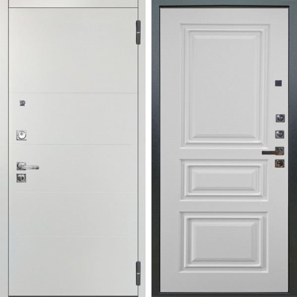 Входная дверь Аргус ЛЮКС 3К ПРО Агат Вельвет белый горизонт + Скиф Софт милк