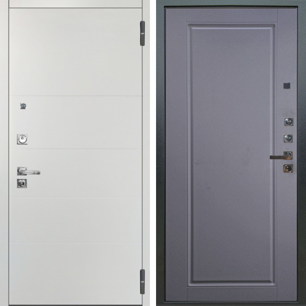 Входная дверь Аргус ЛЮКС 3К ПРО Агат Вельвет белый горизонт + Тревор Силк маус