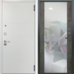 Входная дверь Аргус ЛЮКС 3К ПРО Агат Вельвет белый горизонт + Вояж Светлый бетон