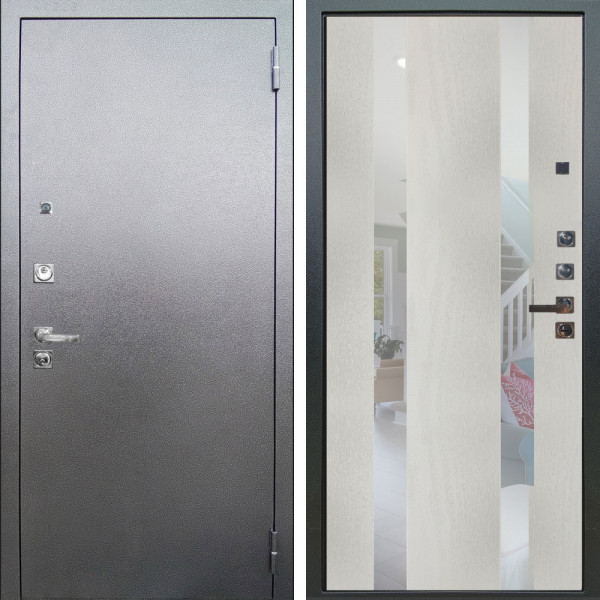 Входная дверь Аргус ЛЮКС 3К ПРО Люкс 3к Про металл Антик серебро + Дуэт Белое дерево вставки Николь