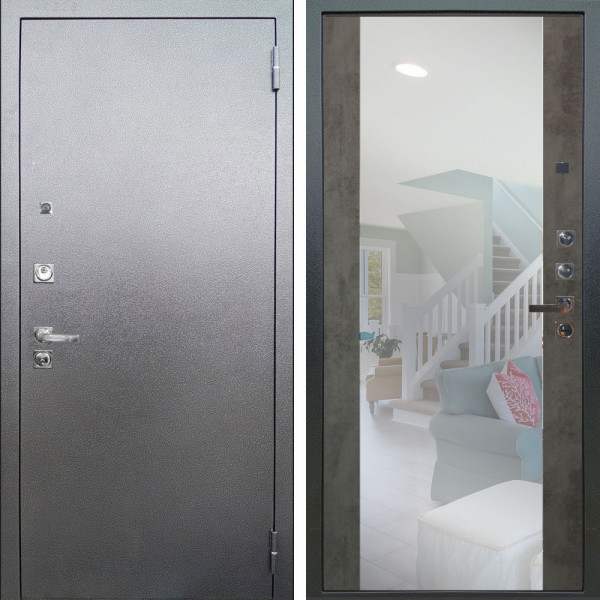 Входная дверь Аргус ЛЮКС 3К ПРО Люкс 3к Про металл Антик серебро + Вояж Светлый бетон