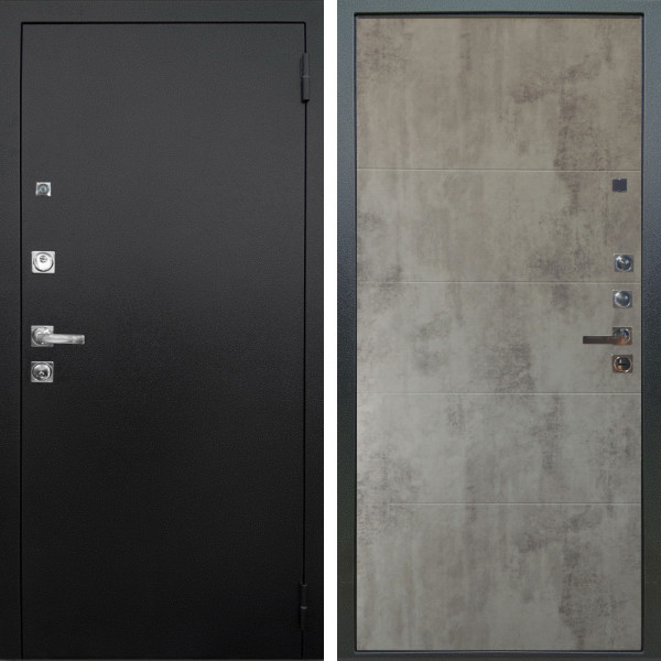Входная дверь Аргус ЛЮКС 3К ПРО Люкс 3к Про металл Черный шелк + Агат Светлый бетон