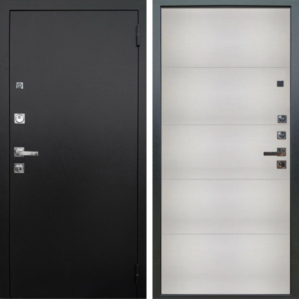Входная дверь Аргус ЛЮКС 3К ПРО Люкс 3к Про металл Черный шелк + Агат Вельвет белый горизонт