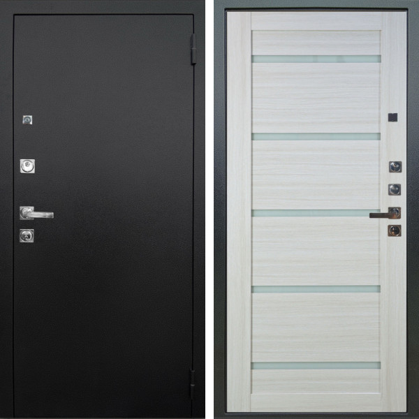 Входная дверь Аргус ЛЮКС 3К ПРО Люкс 3к Про металл Черный шелк + Александра Белая лиственница