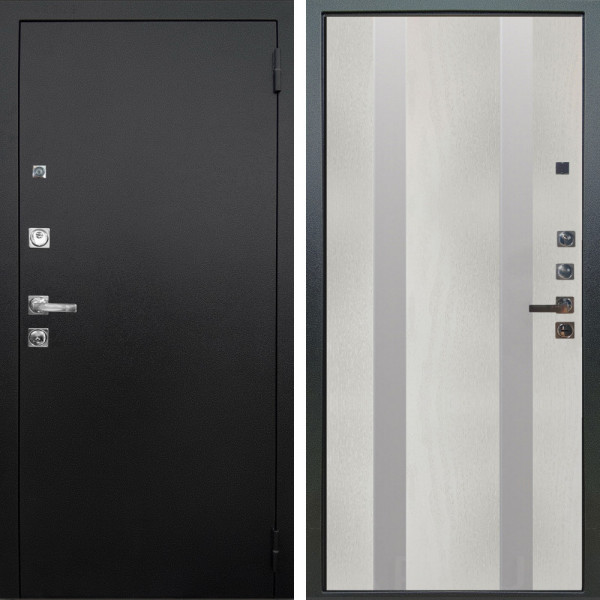 Входная дверь Аргус ЛЮКС 3К ПРО Люкс 3к Про металл Черный шелк + Дуэт Белое дерево вставки Изабель