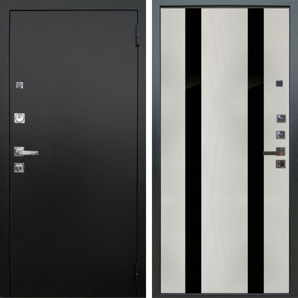 Входная дверь Аргус ЛЮКС 3К ПРО Люкс 3к Про металл Черный шелк + Дуэт Белое дерево вставки Кензо