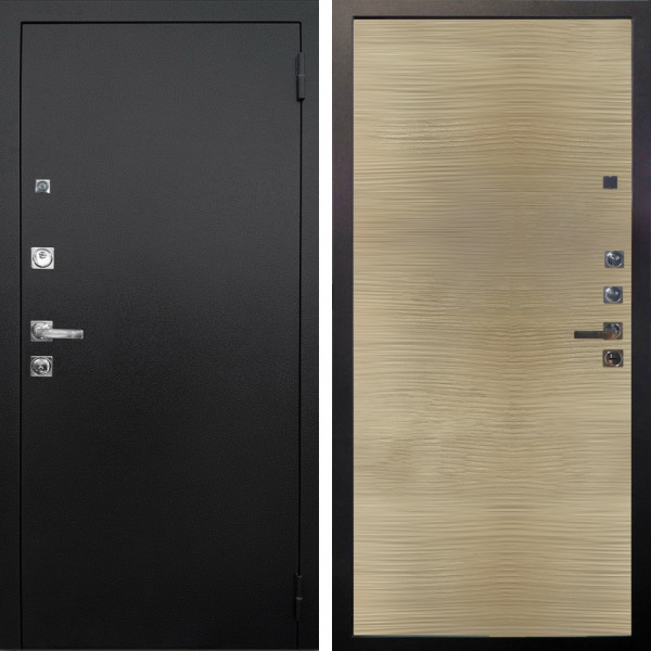 Входная дверь Аргус ЛЮКС 3К ПРО Люкс 3к Про металл Черный шелк + Элегант Дорс светлый горизонт