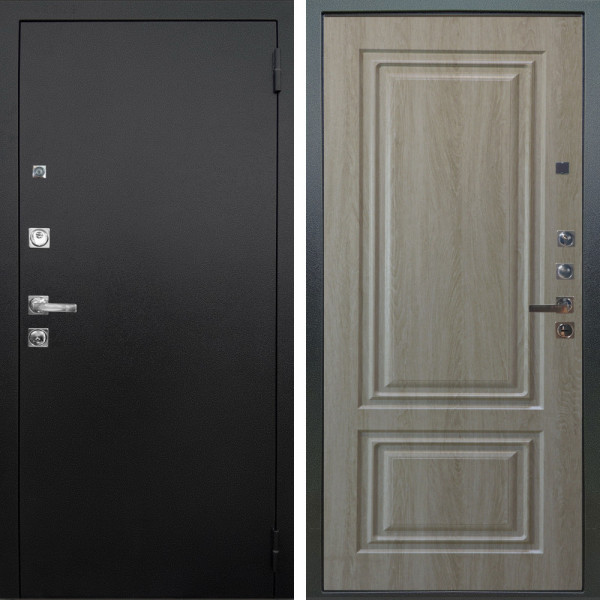 Входная дверь Аргус ЛЮКС 3К ПРО Люкс 3к Про металл Черный шелк + Элион Дуб филадельфия крем
