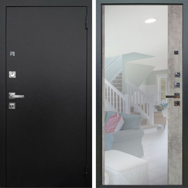 Входная дверь Аргус ЛЮКС 3К ПРО Люкс 3к Про металл Черный шелк + Магнум Светлый бетон