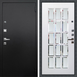 Входная дверь Аргус ЛЮКС 3К ПРО Люкс 3к Про металл Черный шелк + Мэрелин Софт милк с фацетом и пескоструем