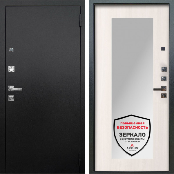 Входная дверь Аргус ЛЮКС 3К ПРО Люкс 3к Про металл Черный шелк + Милли Ларче светлый