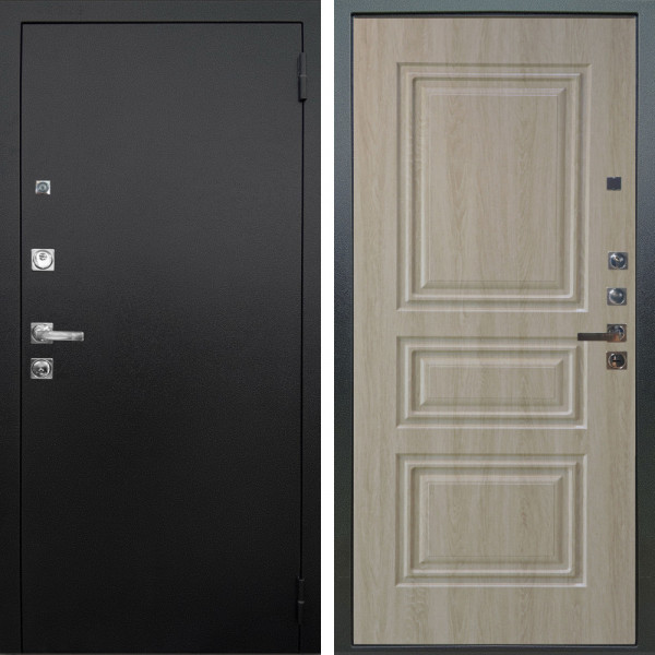 Входная дверь Аргус ЛЮКС 3К ПРО Люкс 3к Про металл Черный шелк + Скиф Дуб филадельфия крем