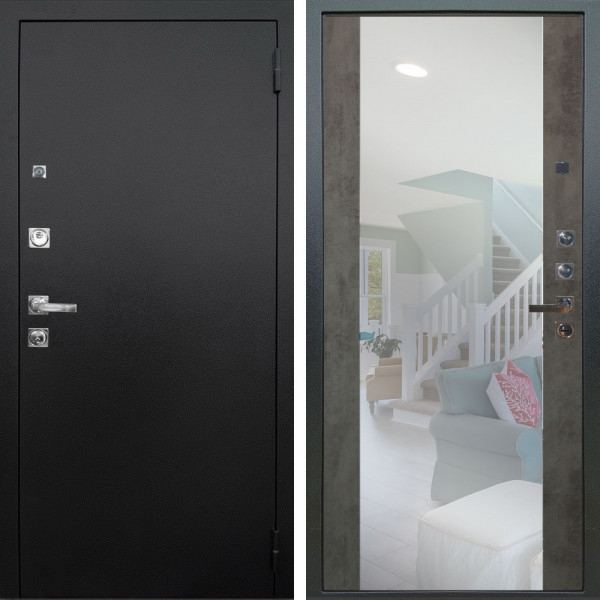 Входная дверь Аргус ЛЮКС 3К ПРО Люкс 3к Про металл Черный шелк + Вояж Светлый бетон