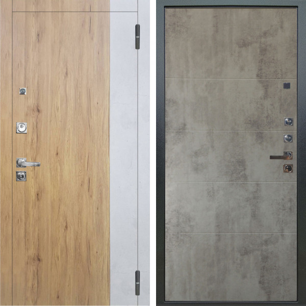 Входная дверь Аргус ЛЮКС 3К ПРО Эксперт Рустик соломенный вставка Бетон урбан милк + Агат Светлый бетон