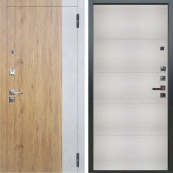 Входная дверь Аргус ЛЮКС 3К ПРО Эксперт Рустик соломенный вставка Бетон урбан милк + Агат Вельвет белый горизонт