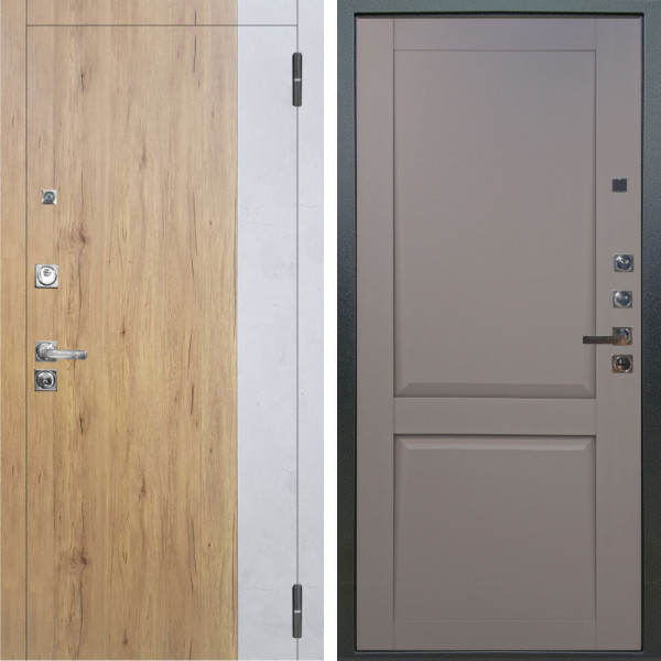Входная дверь Аргус ЛЮКС 3К ПРО Эксперт Рустик соломенный вставка Бетон урбан милк + Ариана Серая эмаль