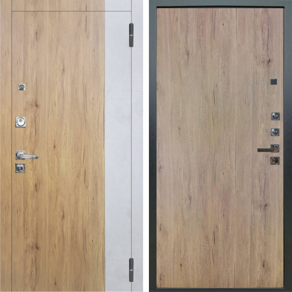 Входная дверь Аргус ЛЮКС 3К ПРО Эксперт Рустик соломенный вставка Бетон урбан милк + Элегант Рустик соломенный