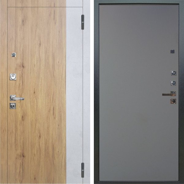 Входная дверь Аргус ЛЮКС 3К ПРО Эксперт Рустик соломенный вставка Бетон урбан милк + Элегант Силк маус