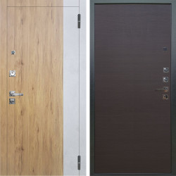 Входная дверь Аргус ЛЮКС 3К ПРО Эксперт Рустик соломенный вставка Бетон урбан милк + Элегант Венге горизонт