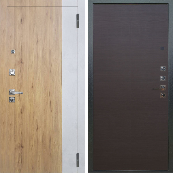 Входная дверь Аргус ЛЮКС 3К ПРО Эксперт Рустик соломенный вставка Бетон урбан милк + Элегант Венге горизонт