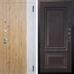 Входная дверь Аргус ЛЮКС 3К ПРО Эксперт Рустик соломенный вставка Бетон урбан милк + Элион Горький шоколад