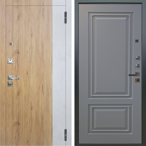 Входная дверь Аргус ЛЮКС 3К ПРО Эксперт Рустик соломенный вставка Бетон урбан милк + Элион Силк маус