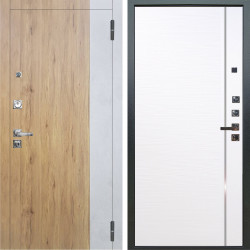 Входная дверь Аргус ЛЮКС 3К ПРО Эксперт Рустик соломенный вставка Бетон урбан милк + Гауда Роял вуд белый