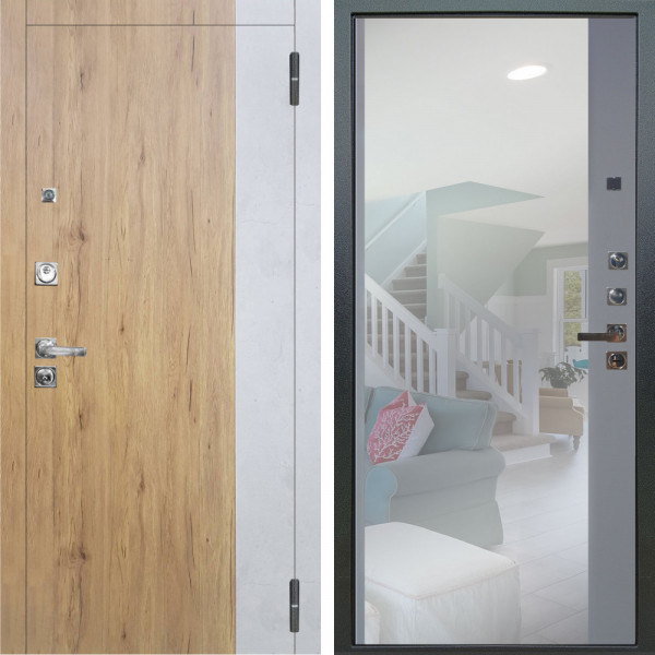 Входная дверь Аргус ЛЮКС 3К ПРО Эксперт Рустик соломенный вставка Бетон урбан милк + Магнум Силк маус