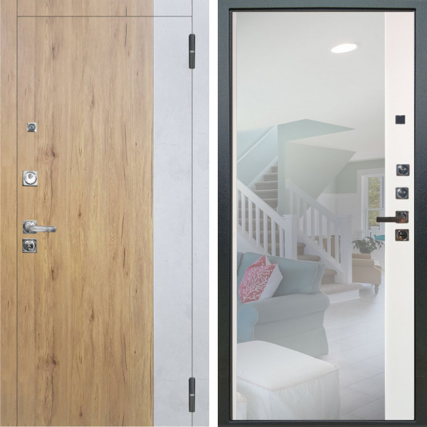 Входная дверь Аргус ЛЮКС 3К ПРО Эксперт Рустик соломенный вставка Бетон урбан милк + Магнум Софт милк