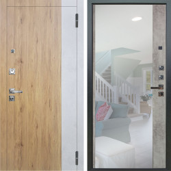 Входная дверь Аргус ЛЮКС 3К ПРО Эксперт Рустик соломенный вставка Бетон урбан милк + Магнум Светлый бетон