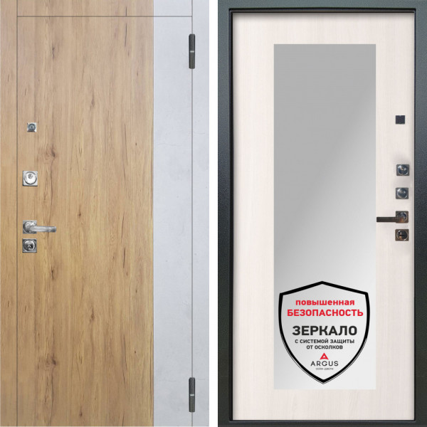 Входная дверь Аргус ЛЮКС 3К ПРО Эксперт Рустик соломенный вставка Бетон урбан милк + Милли Ларче светлый
