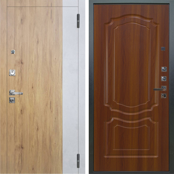 Входная дверь Аргус ЛЮКС 3К ПРО Эксперт Рустик соломенный вставка Бетон урбан милк + Мишель Дуб рустикальный