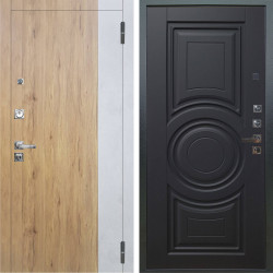 Входная дверь Аргус ЛЮКС 3К ПРО Эксперт Рустик соломенный вставка Бетон урбан милк + Могадиш Черный софт