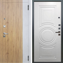 Входная дверь Аргус ЛЮКС 3К ПРО Эксперт Рустик соломенный вставка Бетон урбан милк + Могадиш Софт милк