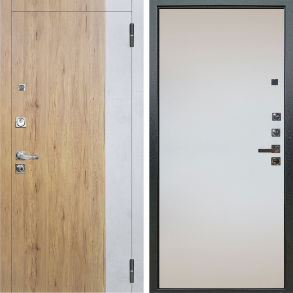 Входная дверь Аргус ЛЮКС 3К ПРО Эксперт Рустик соломенный вставка Бетон урбан милк + Под покраску