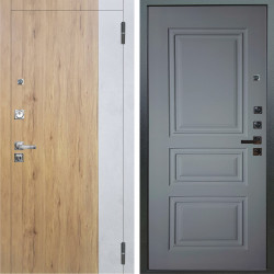 Входная дверь Аргус ЛЮКС 3К ПРО Эксперт Рустик соломенный вставка Бетон урбан милк + Скиф Силк маус