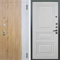 Входная дверь Аргус ЛЮКС 3К ПРО Эксперт Рустик соломенный вставка Бетон урбан милк + Скиф Софт милк