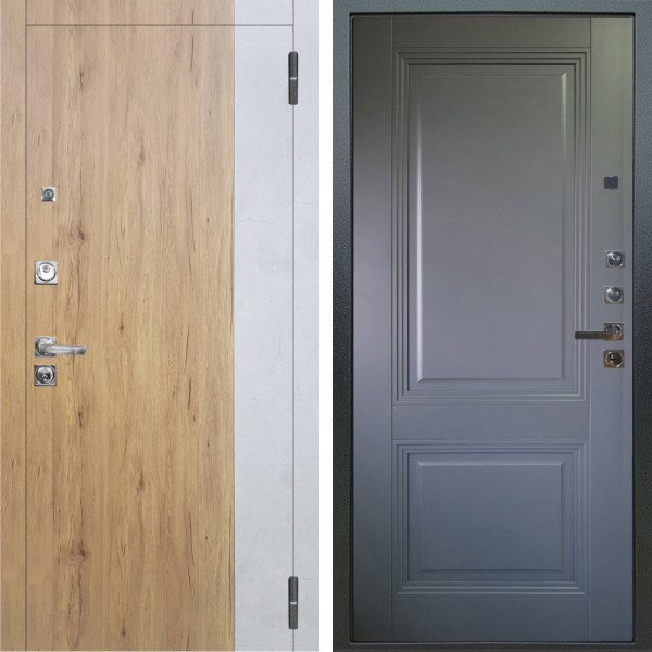 Входная дверь Аргус ЛЮКС 3К ПРО Эксперт Рустик соломенный вставка Бетон урбан милк + Соло Антрацит