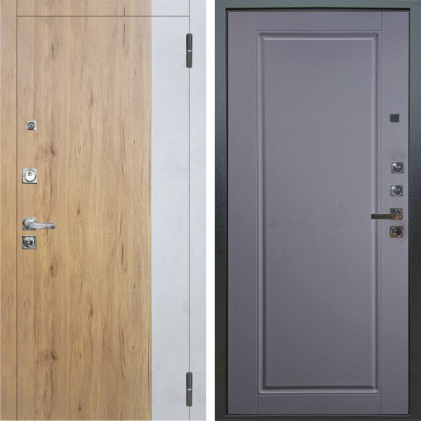 Входная дверь Аргус ЛЮКС 3К ПРО Эксперт Рустик соломенный вставка Бетон урбан милк + Тревор Силк маус