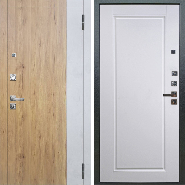 Входная дверь Аргус ЛЮКС 3К ПРО Эксперт Рустик соломенный вставка Бетон урбан милк + Тревор Софт милк