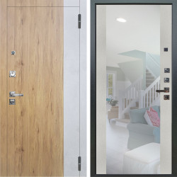 Входная дверь Аргус ЛЮКС 3К ПРО Эксперт Рустик соломенный вставка Бетон урбан милк + Вояж Белое дерево